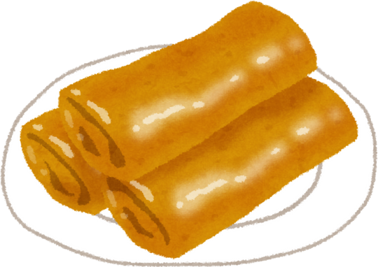 Watercolor Illustration of Crispy Spring Rolls on a Plate